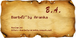 Barbély Aranka névjegykártya