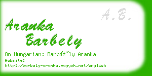 aranka barbely business card